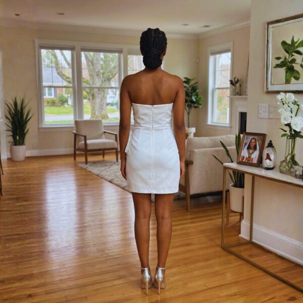 Amani Ivory White Satin Mini Dress