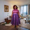 373 Zuri Rose Pink & Plum African Midi Dress