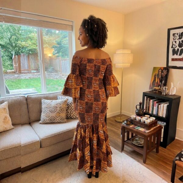 Amani Rich Brown African Midi Dress