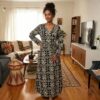 Zahara Black & Ivory African Maxi Dress