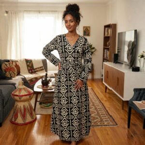 Zahara Black & Ivory African Maxi Dress
