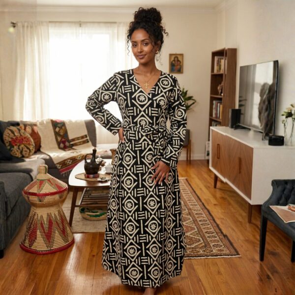 Zahara Black & Ivory African Maxi Dress