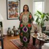Zuri Olive Green, Purple & Red African Kaftan Maxi Dress