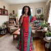 419 Zuri Red & Emerald Tie-Dye Maxi Kaftan