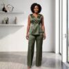 Zuri Multi-Color Satin Pants Set