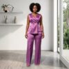 Zuri Multi-Color Satin Pants Set