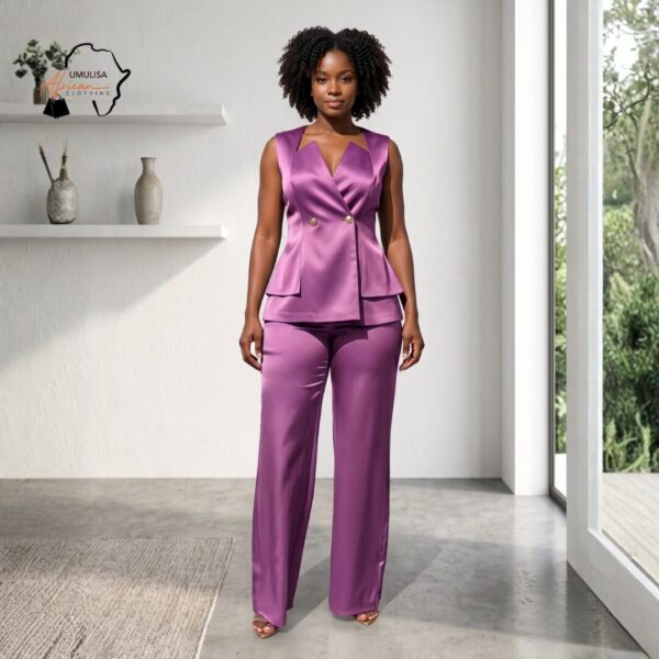 Zuri Multi-Color Satin Pants Set
