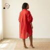 120 Nia Sunset Red & Royal Plum Shirt Dress