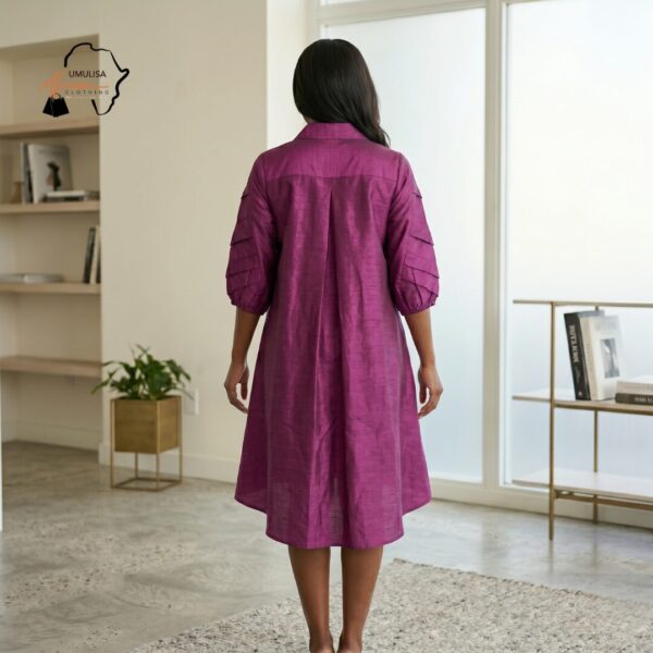 123 Nia Sunset Red & Royal Plum Shirt Dress