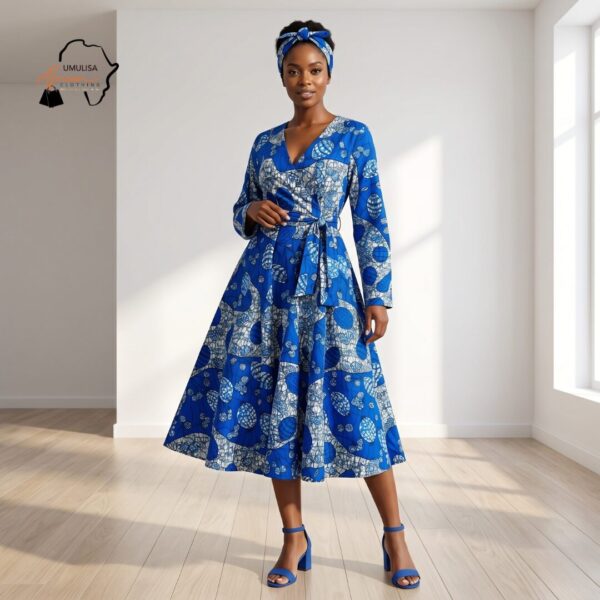 125 Zawadi Multi-Color African Midi Dress
