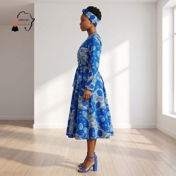 126 Zawadi Multi-Color African Midi Dress