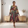 130 Zawadi Multi-Color African Midi Dress