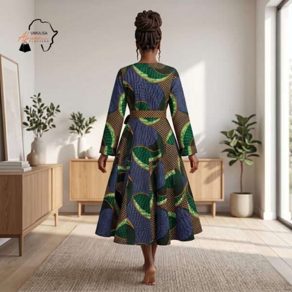 133 Zawadi Multi-Color African Midi Dress