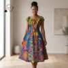 Zuri Multicolor African Midi Dress