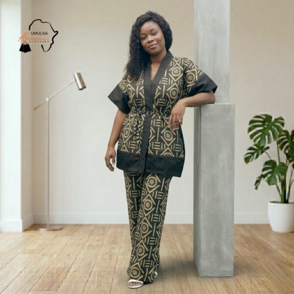 Amani Black & Gold African Two-Piece Set
