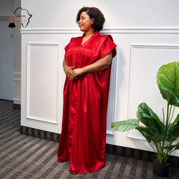 Adanna Deep Red African Kaftan Maxi Dress