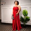 Kamaria Deep Red African Evening Maxi Dress