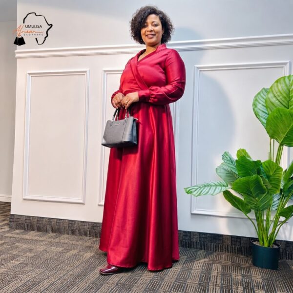 Thabisa Multi-Color African Satin Maxi Dress