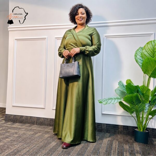 Thabisa Multi-Color African Satin Maxi Dress