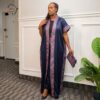 60 Adona Navy Blue African Maxi Kaftan Dress