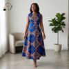 Zuri Royal Blue African Print Midi Dress