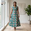 Zuri Royal Blue African Print Midi Dress