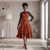 Kenza Multicolor African High-Low Ruffle Dress