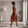 Kenza Multicolor African High-Low Ruffle Dress