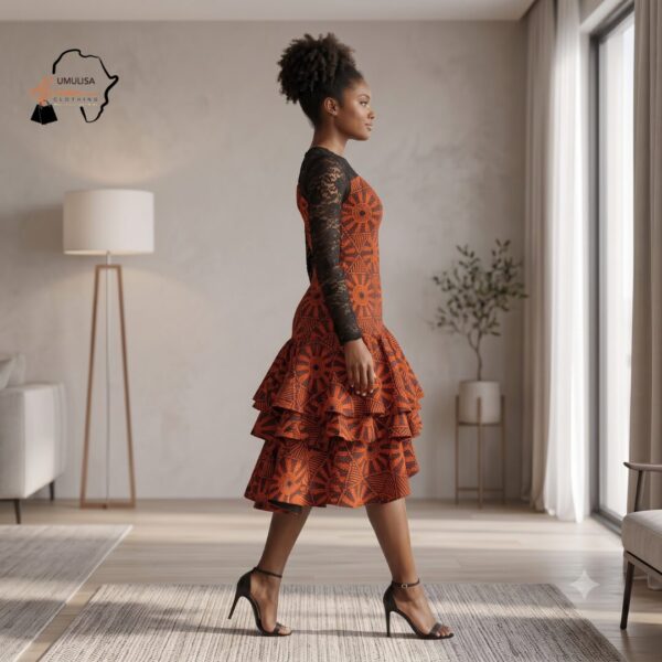Kenza Multicolor African High-Low Ruffle Dress
