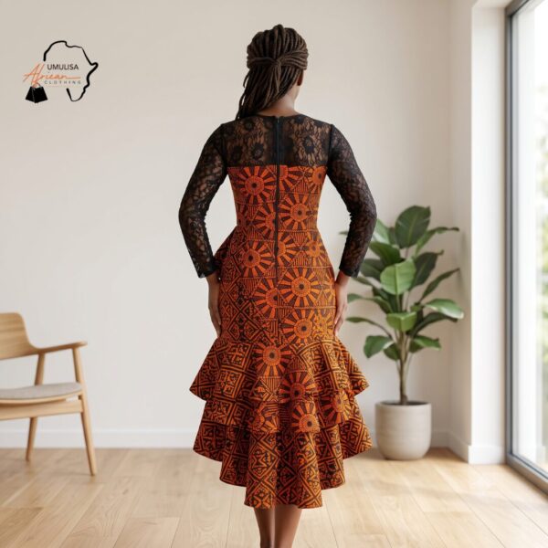 Kenza Multicolor African High-Low Ruffle Dress