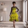 Kenza Multicolor African High-Low Ruffle Dress