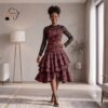 Kenza Multicolor African High-Low Ruffle Dress