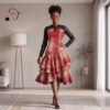 Kenza Multicolor African High-Low Ruffle Dress