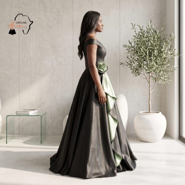 Eshe Black & Olive Green African Ball Gown