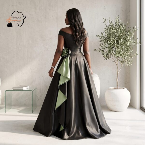 Eshe Black & Olive Green African Ball Gown