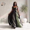 Eshe Black & Olive Green African Ball Gown