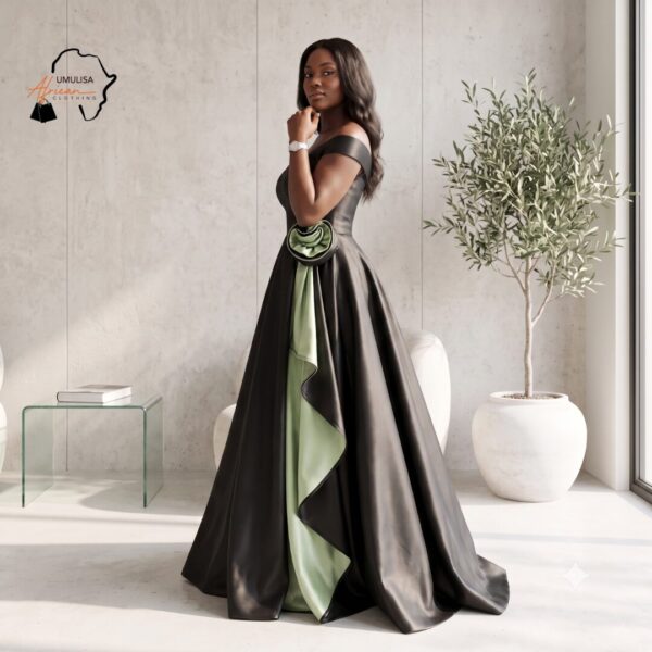 Eshe Black & Olive Green African Ball Gown
