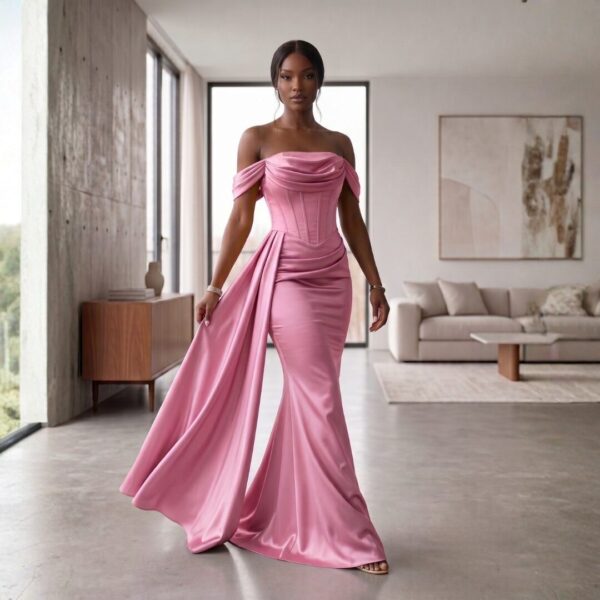 Nia Blush Pink African Evening Gown