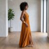 Zola Burnt Orange African Halter Maxi Dress