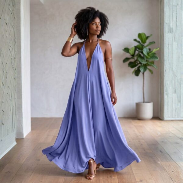 Zola Burnt Orange African Halter Maxi Dress