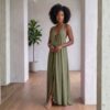 Zola Burnt Orange African Halter Maxi Dress