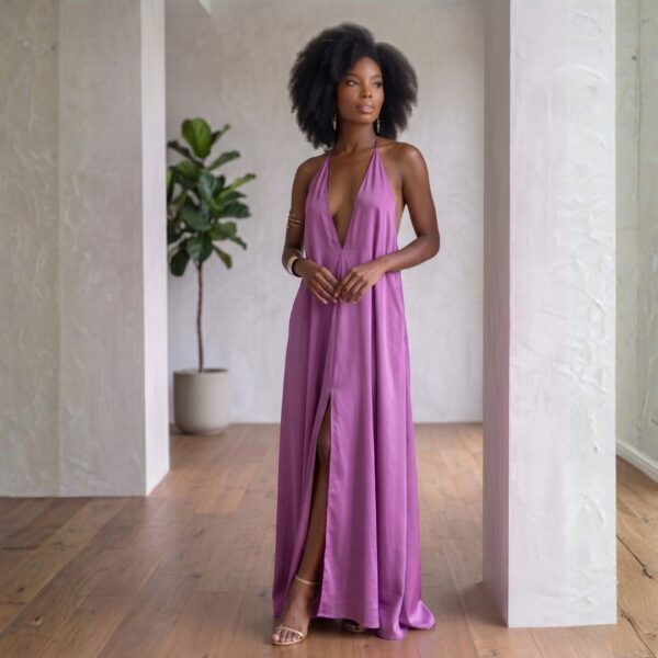 Zola Burnt Orange African Halter Maxi Dress