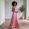 Zola Burnt Orange African Halter Maxi Dress