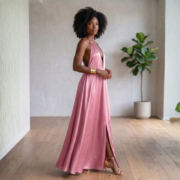 Zola Burnt Orange African Halter Maxi Dress