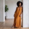 Zola Burnt Orange African Halter Maxi Dress