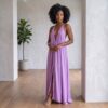 Zola Burnt Orange African Halter Maxi Dress