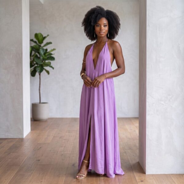 Zola Burnt Orange African Halter Maxi Dress