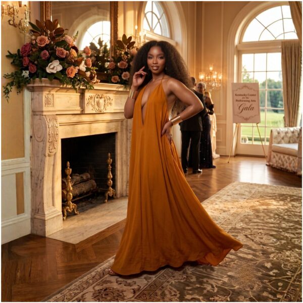 Zola Burnt Orange African Halter Maxi Dress