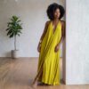 Zola Burnt Orange African Halter Maxi Dress