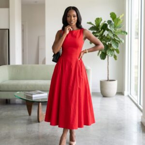 35 Imani Crimson Red African Midi Dress